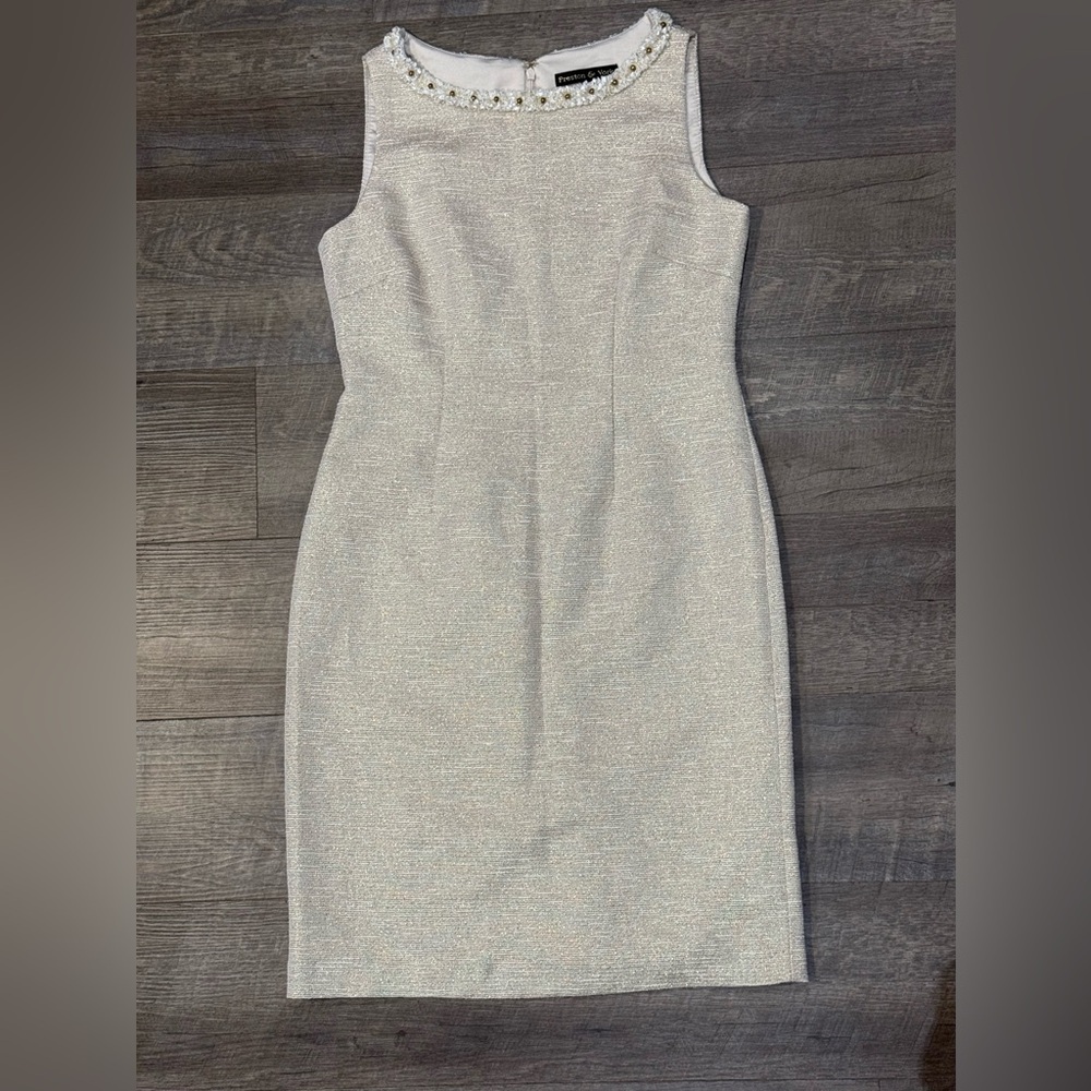 Preston & York Womens Cream gold Strapless Dress Size 8